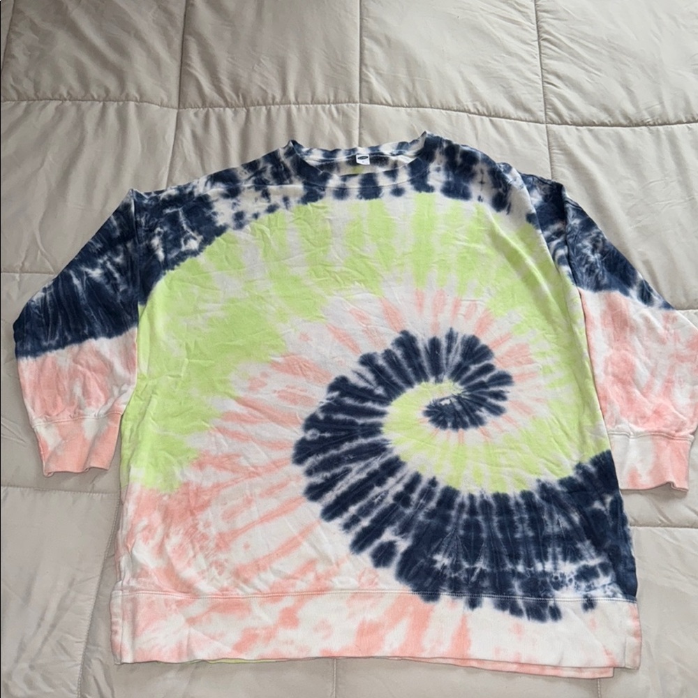 Old Navy Pink and Blue Spiral Tie-Dye Sweatshirt